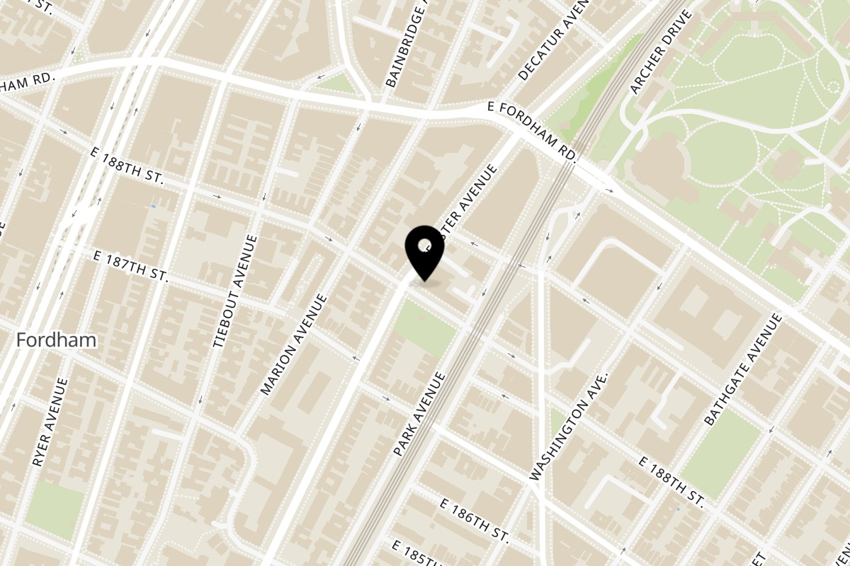Map showing the location of Boca Restaurant Lounge on 2458 Webster Ave in Bronx